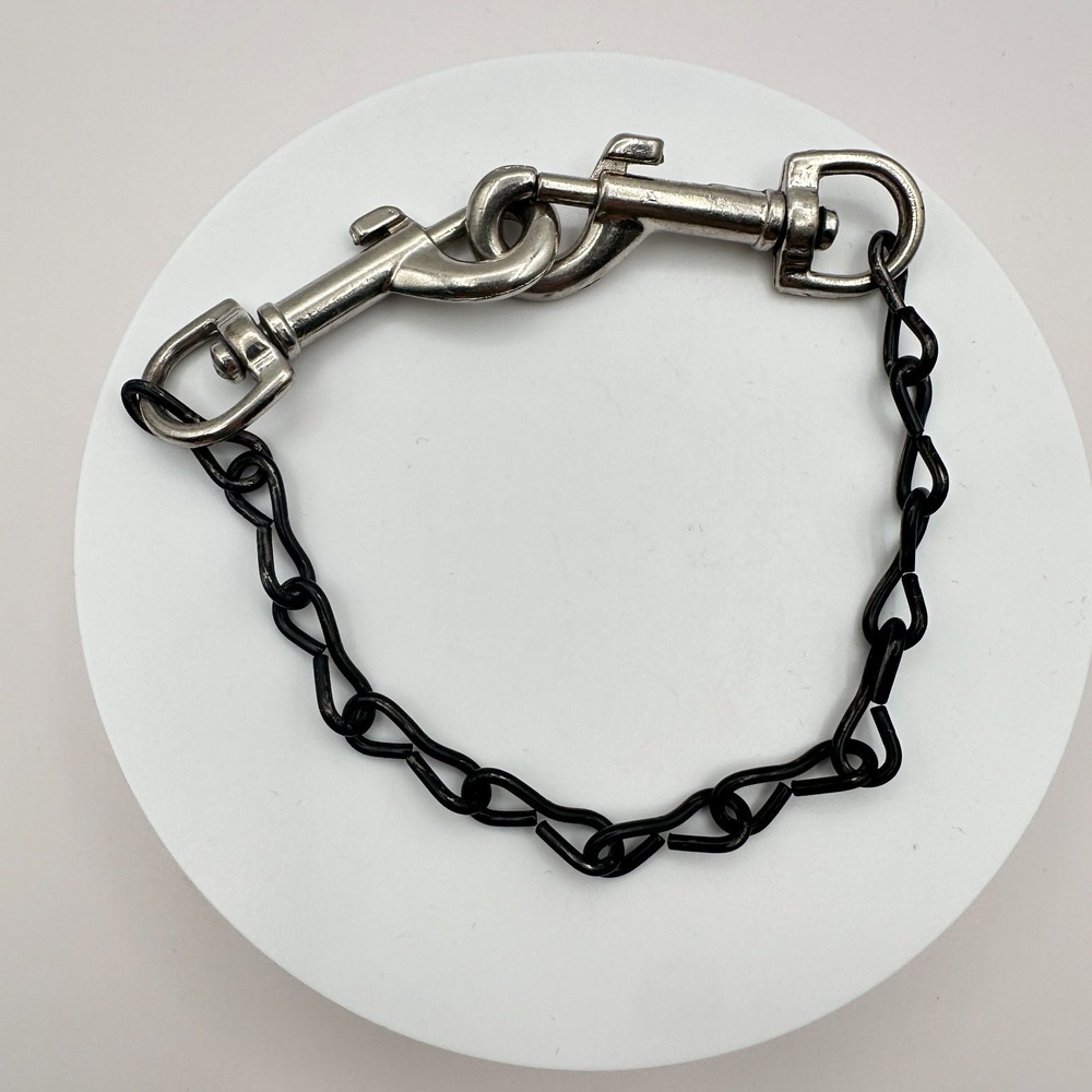 Vintage 90s Industrial Black Metal Bracelet Silver Tone Trigger Snap Hook Goth